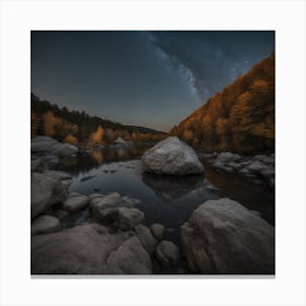 Night Sky Over A River Canvas Print