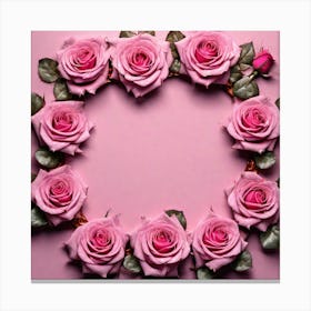 Pink Roses In A Circle Canvas Print