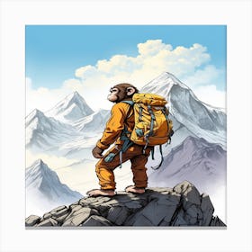 Monkey On Top Of Mountain Canvas Print