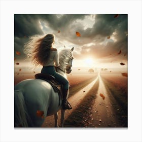 Girl Riding A Horse 5 Canvas Print
