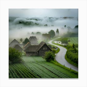 Foggy Village In Poland Stampe su tela