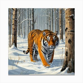 Tiger In The Snow Canvas Print