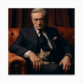 Man With A Cat Canvas Print