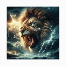 Lion Roaring Canvas Print