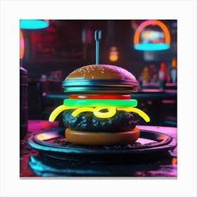 Neon Burger 11 Canvas Print