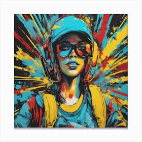 Andy Getty, Pt X, In The Style Of Lowbrow Art, Technopunk, Vibrant Graffiti Art, Stark And Unfiltere (2) Canvas Print