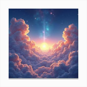 Watercolor Glowing Cosmic Clouds Reflecting Light From A Distant Star 1 Canvas Print