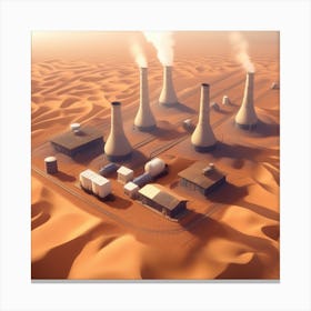 3d Rendering Of A Power Plant In The Desert Canvas Print