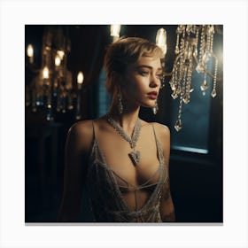 Miley Woman In A Dress gala at night Canvas Print