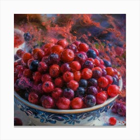 Red Berries In A Bowl Canvas Print