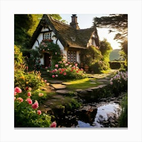 Cottage In The Garden Canvas Print