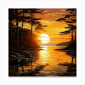 Sunset By The Lake Canvas Print