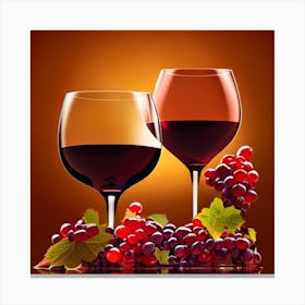 Wine Glasses And Grapes 1 Canvas Print