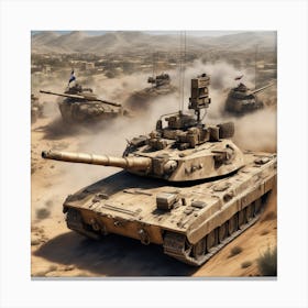 M60 Tanks In The Desert 2 Canvas Print