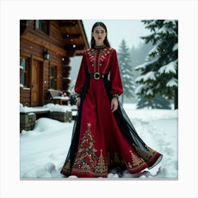 Russian Woman In Winter 3 Canvas Print