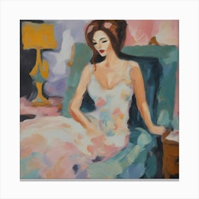 Woman In A Dress Boudoir Scene Canvas Print