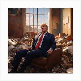 Donald Trump In A Room Full Of Trash Canvas Print
