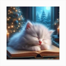 Kitty Sleeping On A Book Canvas Print