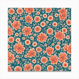 floral pattern Dusty Teal, muted Coral, 219 Canvas Print