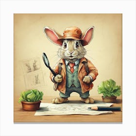 Rabbit Detective Canvas Print