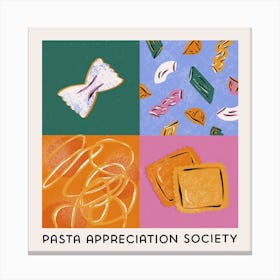 Pasta Appreciaton Society Square Canvas Print