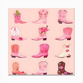 Pink Cowboy Boots 1 Canvas Print