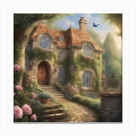 Cinderellas House Nestled In A Tranquil Forest Glade Boasts Walls Adorned With Climbing Roses Th (8) Canvas Print