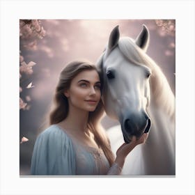 Girl With A Horse 11 Canvas Print