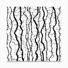Black And White Abstract Wavy Lines Pattern / Hand Drawn / Black&White Canvas Print