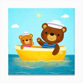 Teddy Bears In A Boat Canvas Print