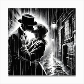 Kissing In The Rain 1 Canvas Print