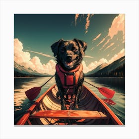 Dog In A Canoe Canvas Print