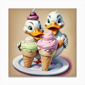 Ice Cream Ducks Canvas Print