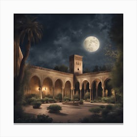 Moonlight In The Courtyard Canvas Print