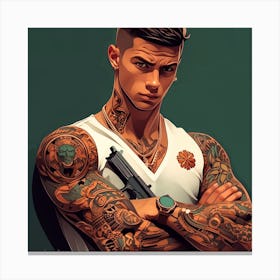 Hunzinator Cristiano Ronaldo With Tattoos Watermarked Canvas Print