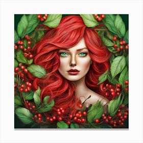 Red Haired Girl With Berries 1 Canvas Print