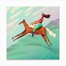 Woman riding horse Canvas Print
