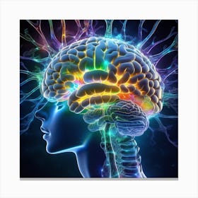 Human Brain With Colorful Lights Canvas Print