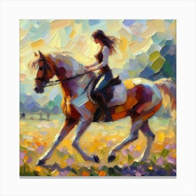 Girl Riding A Horse Canvas Print