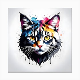 Colorful Cat Head 2 Canvas Print