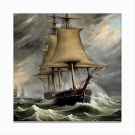 ship battling waves Canvas Print