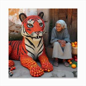 Tiger Made Of Fruit Canvas Print