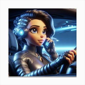 Girl In A Car 1 Canvas Print