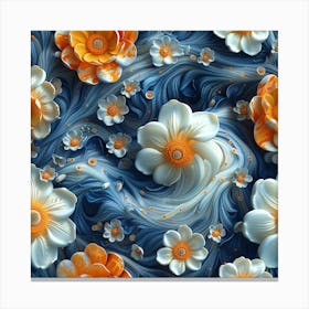 Abstract Flowers 3d Canvas Print