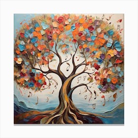 "The Melodic Tree: This painting embodies the convergence of art, nature, and music in a unique artistic experience. Canvas Print