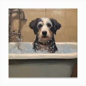 Dog In A Tub Canvas Print