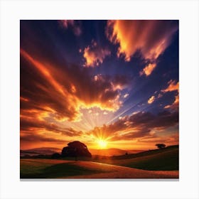 Sunset Over A Field 5 Canvas Print