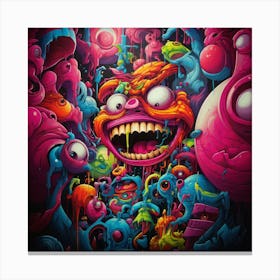 Monsters Graffiti Art Canvas Print