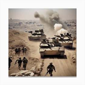 Israeli Tanks In The Desert 11 Canvas Print
