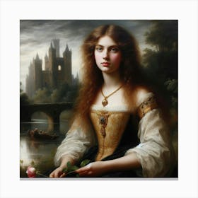 Girl With A Rose14 Canvas Print